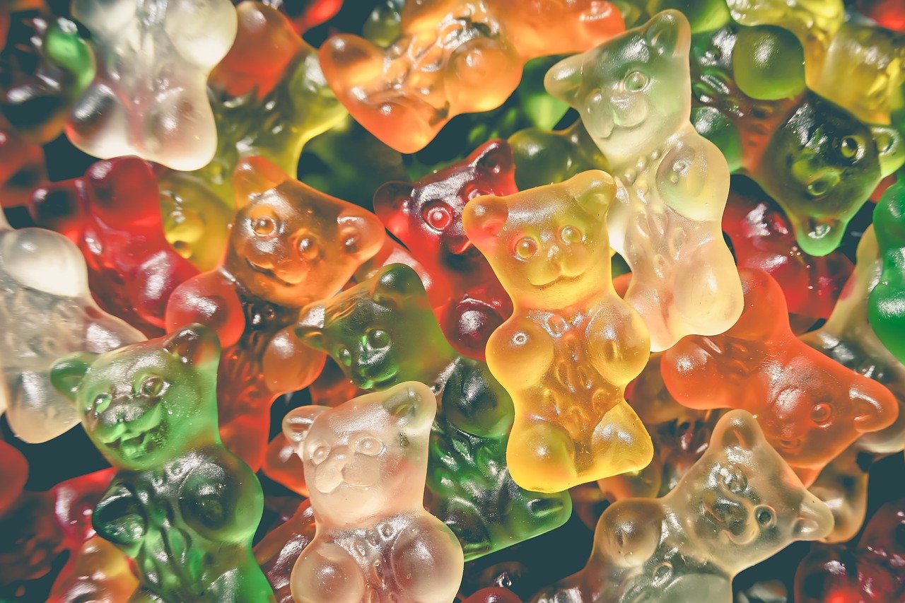 gummy bear, sweets, multicoloured, bear, food, yummy, sugar, jelly, cute, fruit gum, confectionery, gummy, fruit jelly mix, haribo